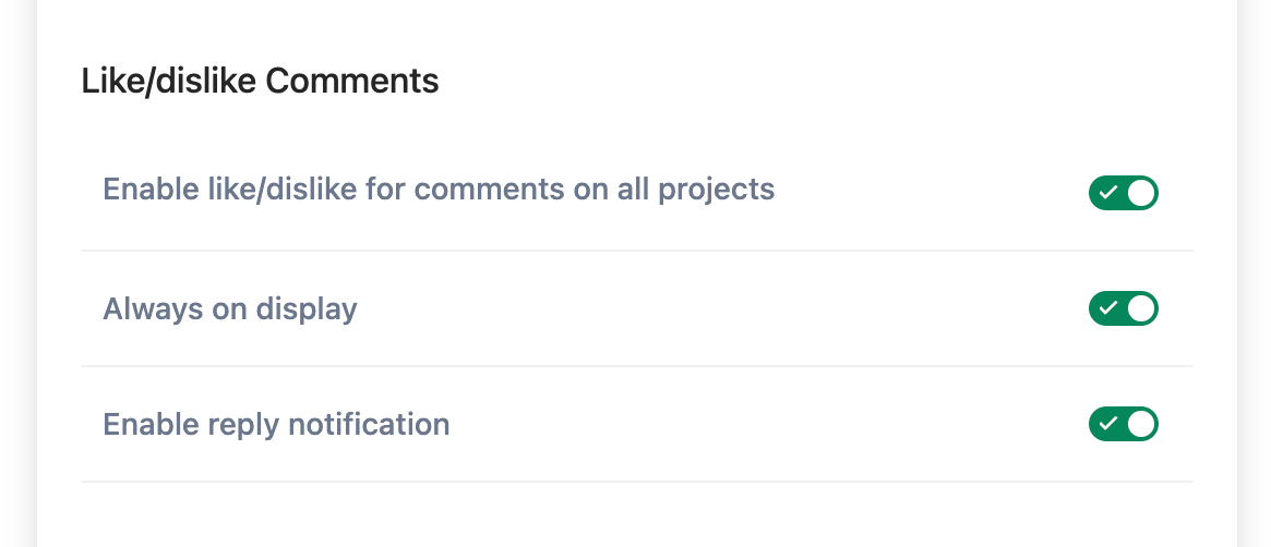 Like Dislike Comments configuration