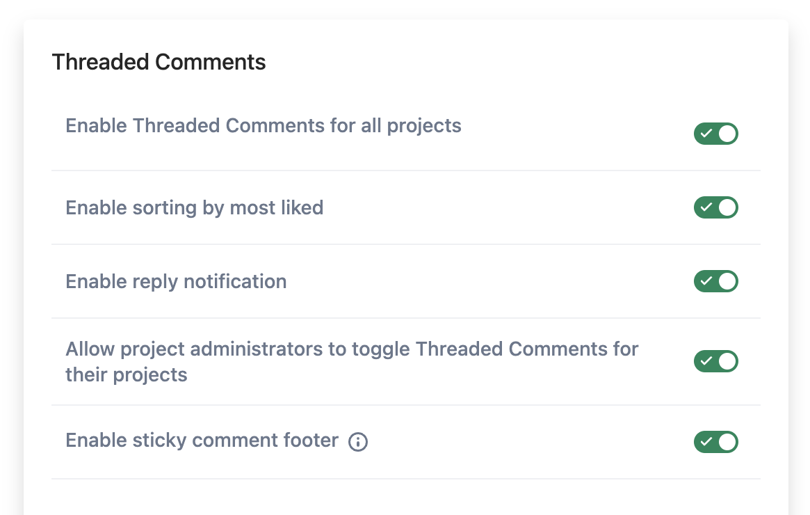 Project Configuration - Threaded comments