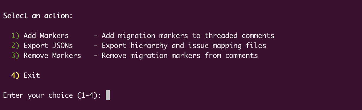 Migration Script Menu