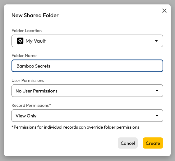keeper-create-shared-folder